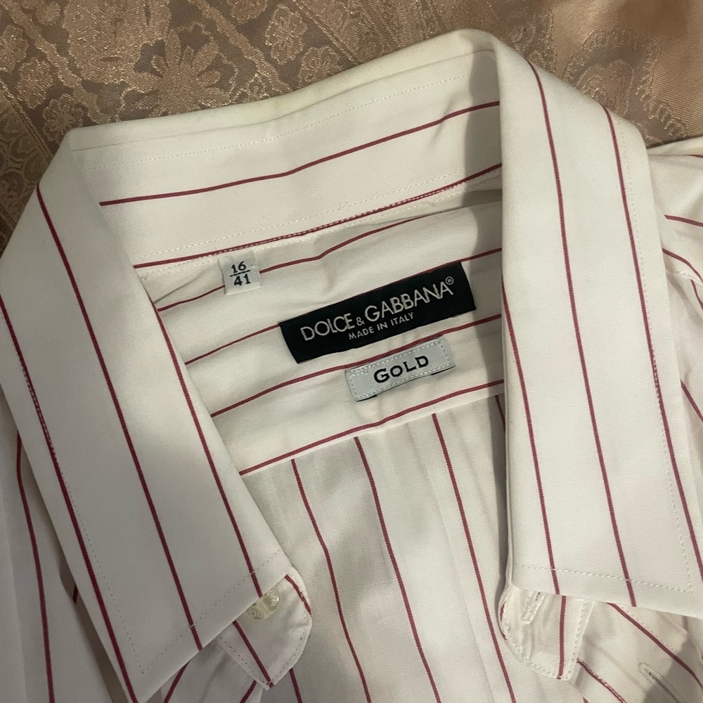 Dolce & Gabbana Gold Striped Shirt Sz 16/L - Picture 9 of 11